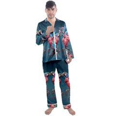 Birds Parrots Love Ornithology Species Fauna Men s Long Sleeve Satin Pajamas Set by Ndabl3x