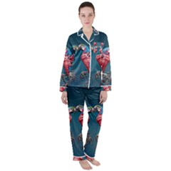 Birds Parrots Love Ornithology Species Fauna Women s Long Sleeve Satin Pajamas Set	 by Ndabl3x