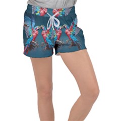 Birds Parrots Love Ornithology Species Fauna Women s Velour Lounge Shorts by Ndabl3x