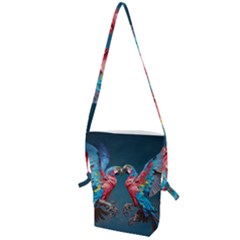 Birds Parrots Love Ornithology Species Fauna Folding Shoulder Bag by Ndabl3x