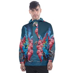 Birds Parrots Love Ornithology Species Fauna Men s Front Pocket Pullover Windbreaker by Ndabl3x