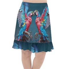 Birds Parrots Love Ornithology Species Fauna Fishtail Chiffon Skirt by Ndabl3x