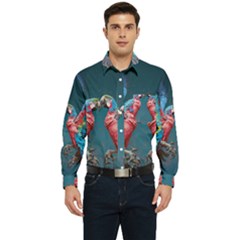 Birds Parrots Love Ornithology Species Fauna Men s Long Sleeve Pocket Shirt  by Ndabl3x