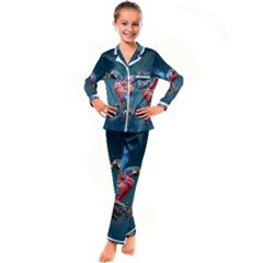 Birds Parrots Love Ornithology Species Fauna Kids  Satin Long Sleeve Pajamas Set by Ndabl3x