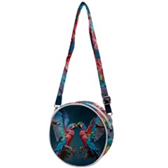 Birds Parrots Love Ornithology Species Fauna Crossbody Circle Bag by Ndabl3x