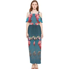 Birds Parrots Love Ornithology Species Fauna Draped Sleeveless Chiffon Jumpsuit by Ndabl3x