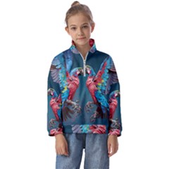 Birds Parrots Love Ornithology Species Fauna Kids  Half Zip Hoodie by Ndabl3x