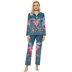 Birds Parrots Love Ornithology Species Fauna Womens  Long Sleeve Velvet Pocket Pajamas Set by Ndabl3x