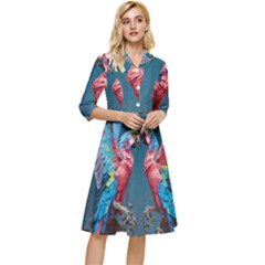 Birds Parrots Love Ornithology Species Fauna Classy Knee Length Dress by Ndabl3x