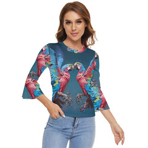 Birds Parrots Love Ornithology Species Fauna Bell Sleeve Top by Ndabl3x