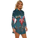 Birds Parrots Love Ornithology Species Fauna Womens Long Sleeve Shirt Dress View3