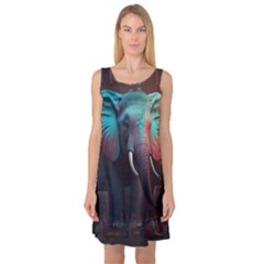 Elephant Tusks Trunk Wildlife Africa Sleeveless Satin Nightdress by Ndabl3x