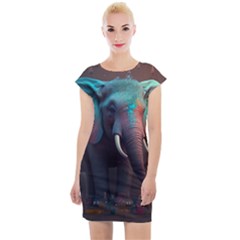 Elephant Tusks Trunk Wildlife Africa Cap Sleeve Bodycon Dress by Ndabl3x