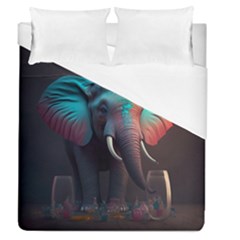 Elephant Tusks Trunk Wildlife Africa Duvet Cover (queen Size) by Ndabl3x