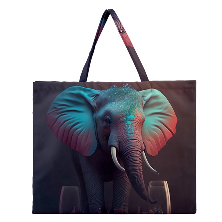 Elephant Tusks Trunk Wildlife Africa Zipper Large Tote Bag