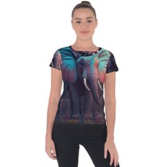 Elephant Tusks Trunk Wildlife Africa Short Sleeve Sports Top  by Ndabl3x