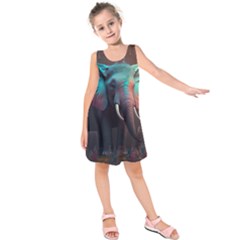 Elephant Tusks Trunk Wildlife Africa Kids  Sleeveless Dress by Ndabl3x