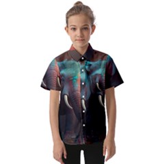 Elephant Tusks Trunk Wildlife Africa Kids  Short Sleeve Shirt by Ndabl3x