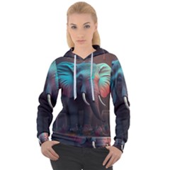 Elephant Tusks Trunk Wildlife Africa Women s Overhead Hoodie by Ndabl3x