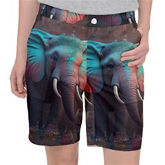 Elephant Tusks Trunk Wildlife Africa Women s Pocket Shorts by Ndabl3x