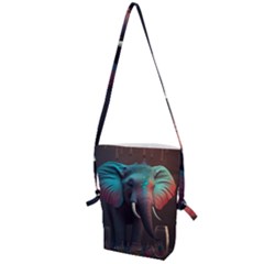 Elephant Tusks Trunk Wildlife Africa Folding Shoulder Bag by Ndabl3x