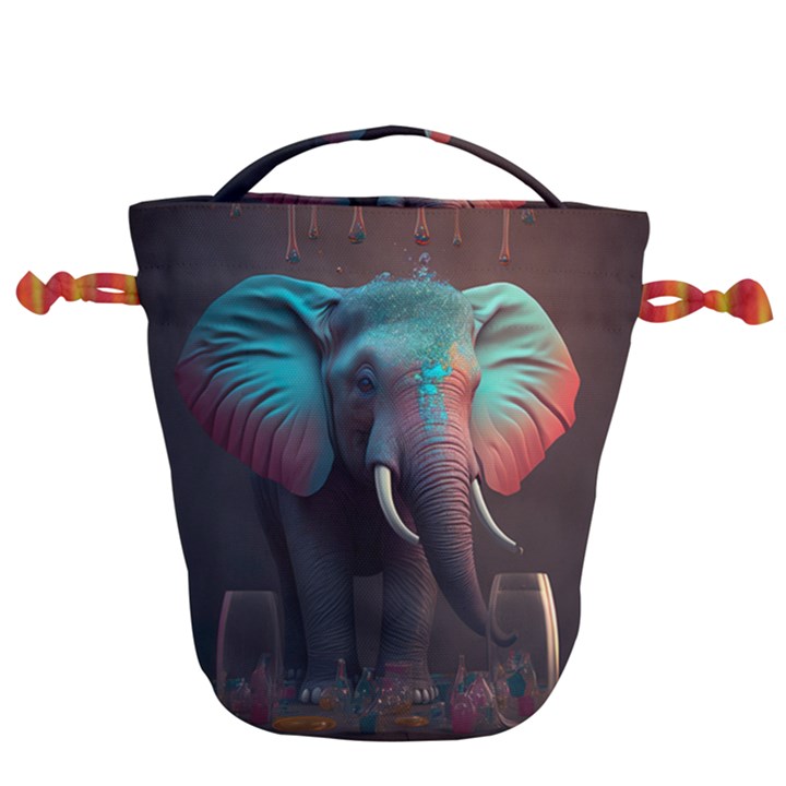 Elephant Tusks Trunk Wildlife Africa Drawstring Bucket Bag