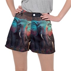 Elephant Tusks Trunk Wildlife Africa Women s Ripstop Shorts by Ndabl3x