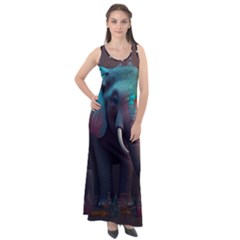 Elephant Tusks Trunk Wildlife Africa Sleeveless Velour Maxi Dress by Ndabl3x