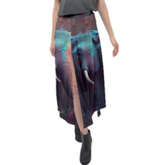 Elephant Tusks Trunk Wildlife Africa Velour Split Maxi Skirt by Ndabl3x