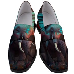 Elephant Tusks Trunk Wildlife Africa Women s Chunky Heel Loafers by Ndabl3x