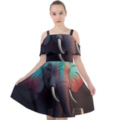 Elephant Tusks Trunk Wildlife Africa Cut Out Shoulders Chiffon Dress by Ndabl3x