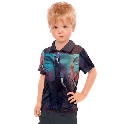 Elephant Tusks Trunk Wildlife Africa Kids  Polo Tee by Ndabl3x