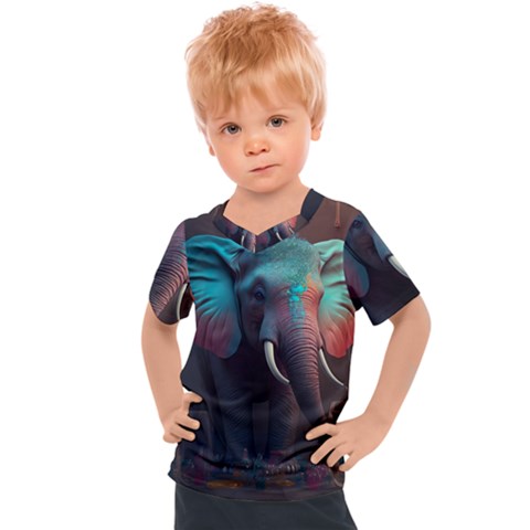 Elephant Tusks Trunk Wildlife Africa Kids  Sports Tee by Ndabl3x