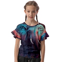 Elephant Tusks Trunk Wildlife Africa Kids  Cut Out Flutter Sleeves by Ndabl3x