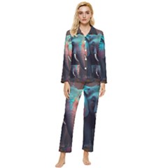 Elephant Tusks Trunk Wildlife Africa Womens  Long Sleeve Velvet Pocket Pajamas Set by Ndabl3x