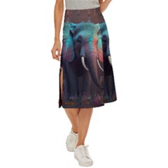 Elephant Tusks Trunk Wildlife Africa Midi Panel Skirt by Ndabl3x