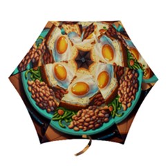 Breakfast Egg Beans Toast Plate Mini Folding Umbrellas by Ndabl3x