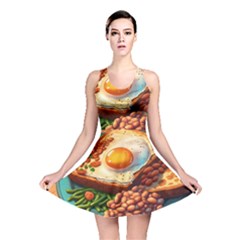 Breakfast Egg Beans Toast Plate Reversible Skater Dress by Ndabl3x