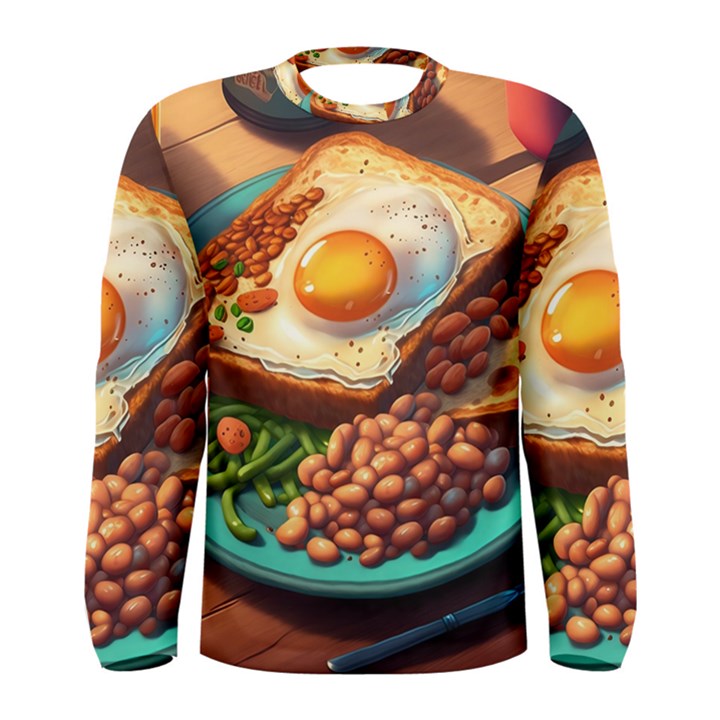 Breakfast Egg Beans Toast Plate Men s Long Sleeve Tee