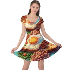 Breakfast Egg Beans Toast Plate Cap Sleeve Dress by Ndabl3x