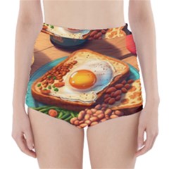 Breakfast Egg Beans Toast Plate High-waisted Bikini Bottoms by Ndabl3x