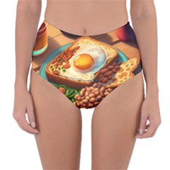 Breakfast Egg Beans Toast Plate Reversible High-waist Bikini Bottoms by Ndabl3x