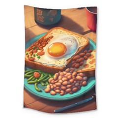 Breakfast Egg Beans Toast Plate Large Tapestry by Ndabl3x