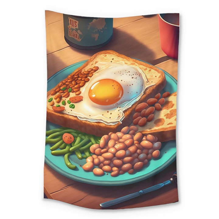 Breakfast Egg Beans Toast Plate Large Tapestry