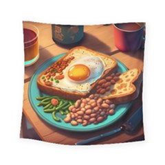 Breakfast Egg Beans Toast Plate Square Tapestry (small) by Ndabl3x