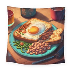 Breakfast Egg Beans Toast Plate Square Tapestry (large) by Ndabl3x