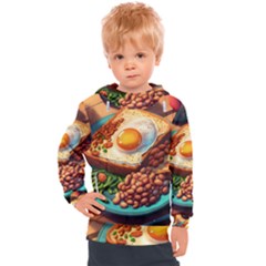 Breakfast Egg Beans Toast Plate Kids  Hooded Pullover by Ndabl3x