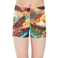 Breakfast Egg Beans Toast Plate Kids  Sports Shorts by Ndabl3x