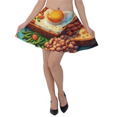 Breakfast Egg Beans Toast Plate Velvet Skater Skirt