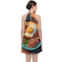 Breakfast Egg Beans Toast Plate Velvet Halter Neckline Dress  View2